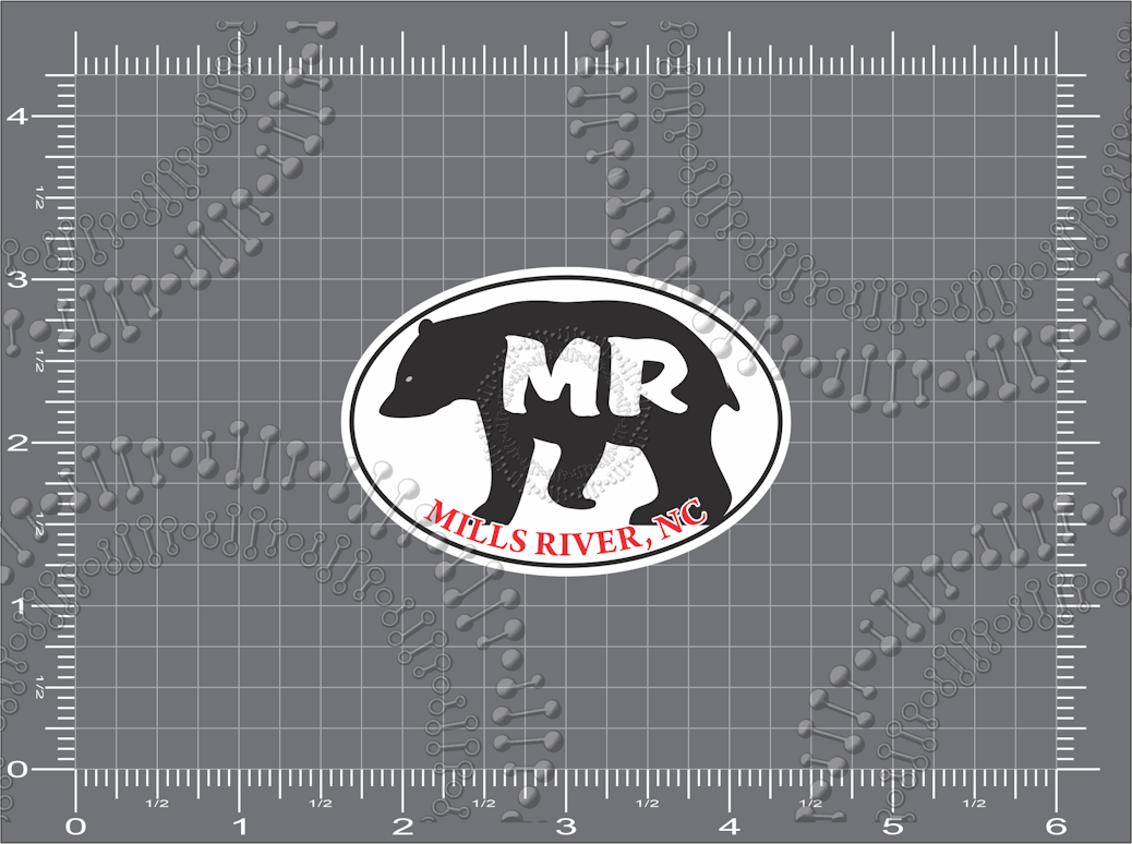 Mills River, NC - MR Bear with Red Text Decal