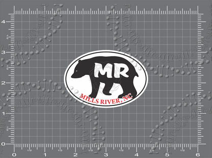 Mills River, NC - MR Bear with Red Text Decal