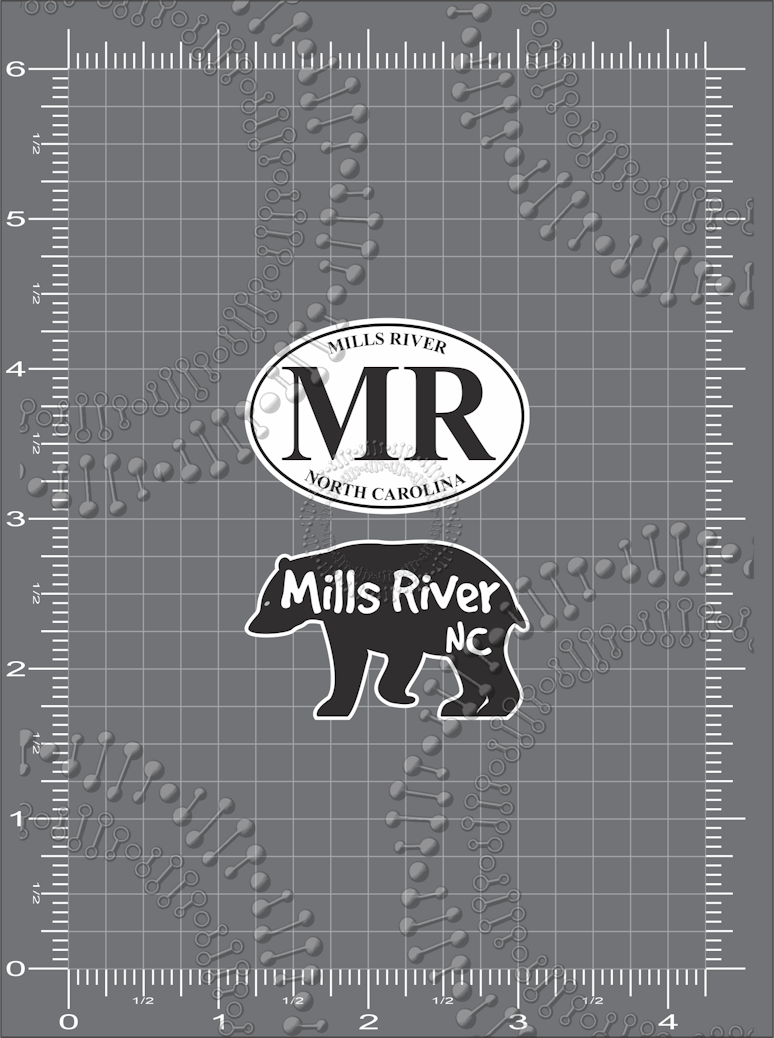 Mills River, NC - MR White Oval and Black Bear Decal