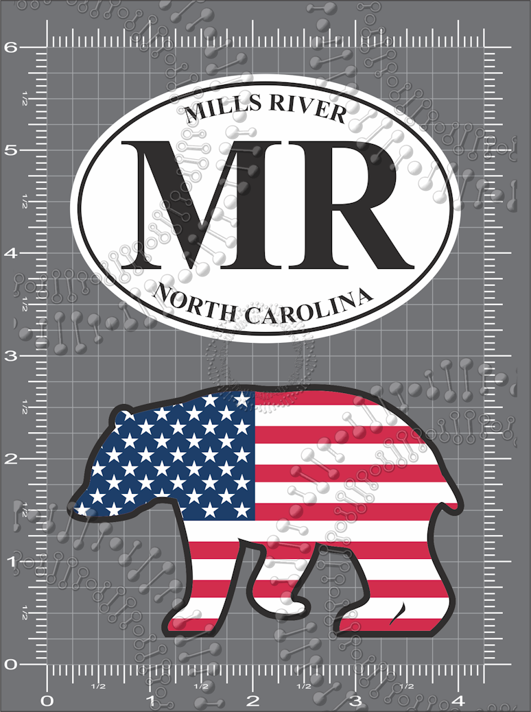 Mills River, NC -  MR and Bear Flag Decal