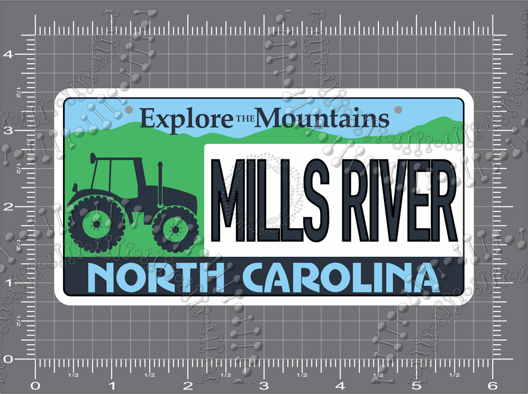 Mills River, Nc - Tractor License Plate Decal