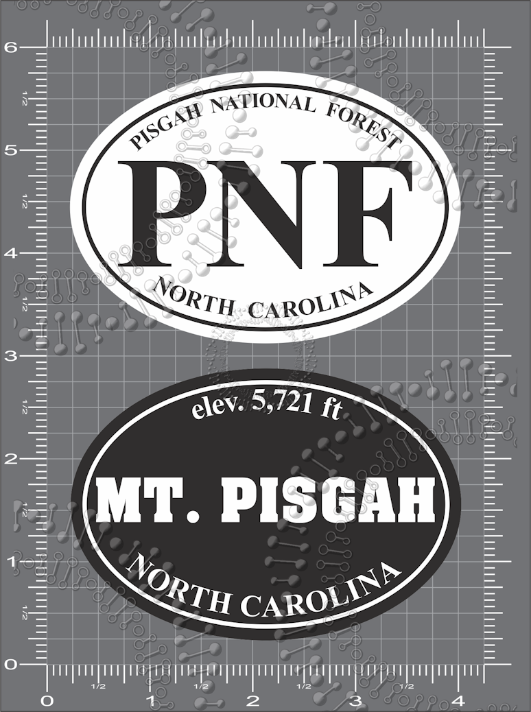 Mount Pisgah, NC - White PNF Oval and Black Mt. Pisgah Decal