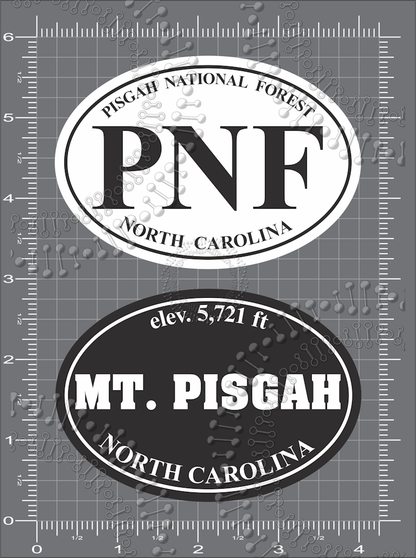 Mount Pisgah, NC - White PNF Oval and Black Mt. Pisgah Decal