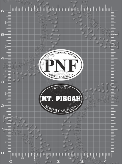 Mount Pisgah, NC - White PNF Oval and Black Mt. Pisgah Decal