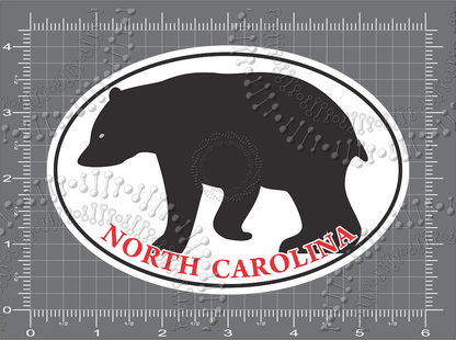 Norrth Carolina - Black Bear with Red Text