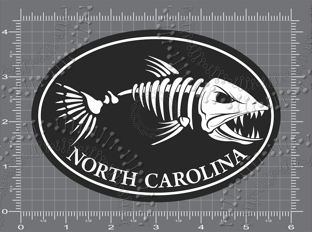 North Carolina - Black Fishbonz Decal
