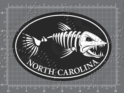 North Carolina - Black Fishbonz Decal