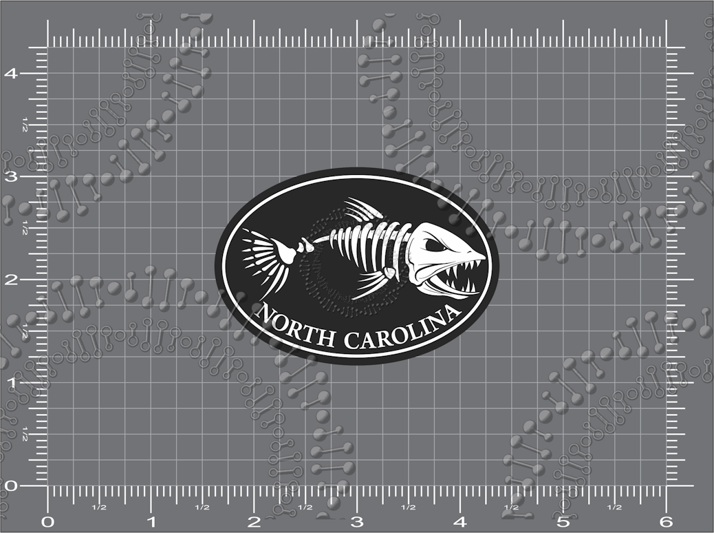 North Carolina - Black Fishbonz Decal