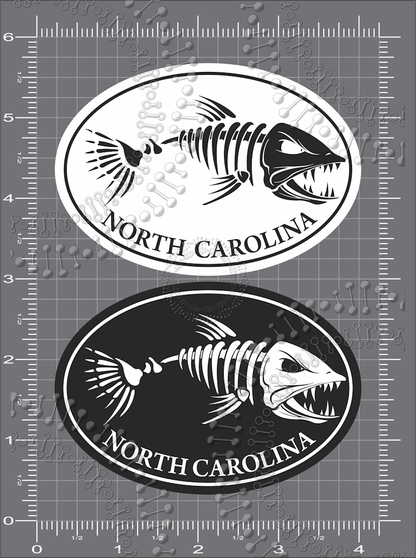 North Carolina - Black and White Mini Fishbonz Decal