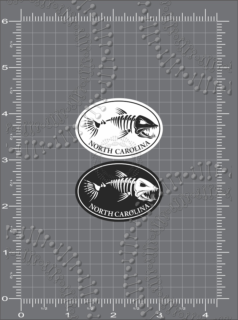 North Carolina - Black and White Mini Fishbonz Decal