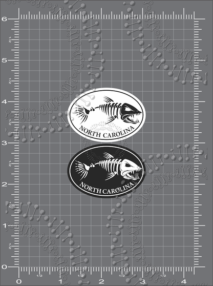 North Carolina - Black and White Mini Fishbonz Decal