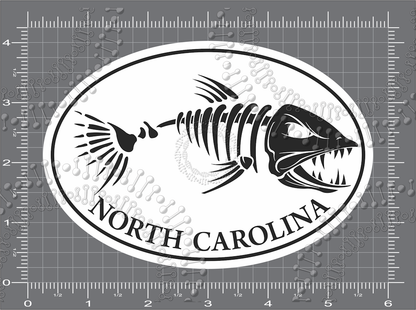 North Carolina - White Fishbonz Decal