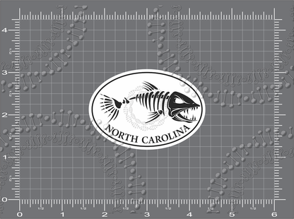 North Carolina - White Fishbonz Decal