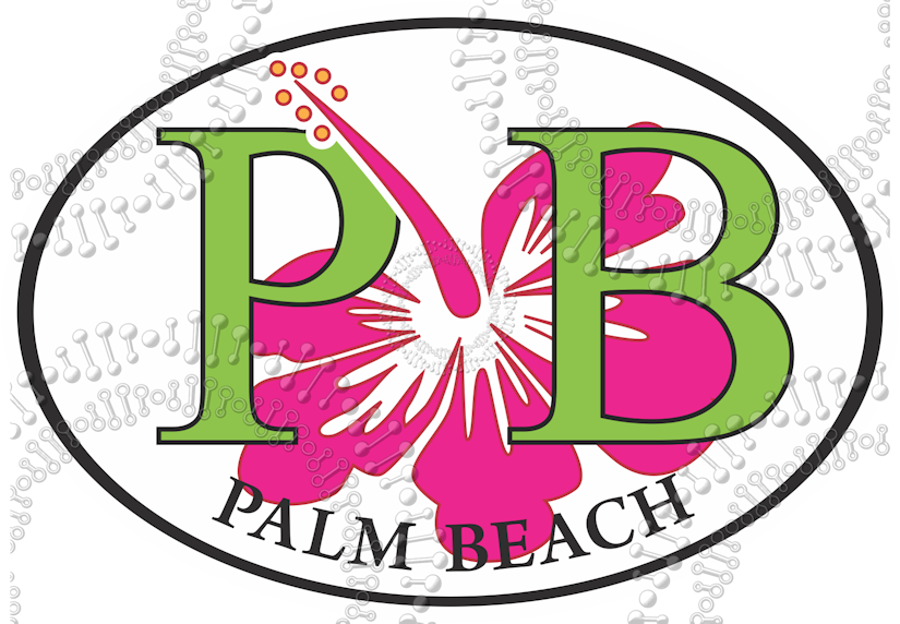 Palm Beach, FL - PB with Pink Hibiscus Decal
