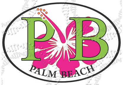 Palm Beach, FL - PB with Pink Hibiscus Decal