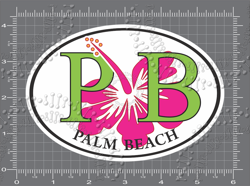 Palm Beach, FL - PB with Pink Hibiscus Decal