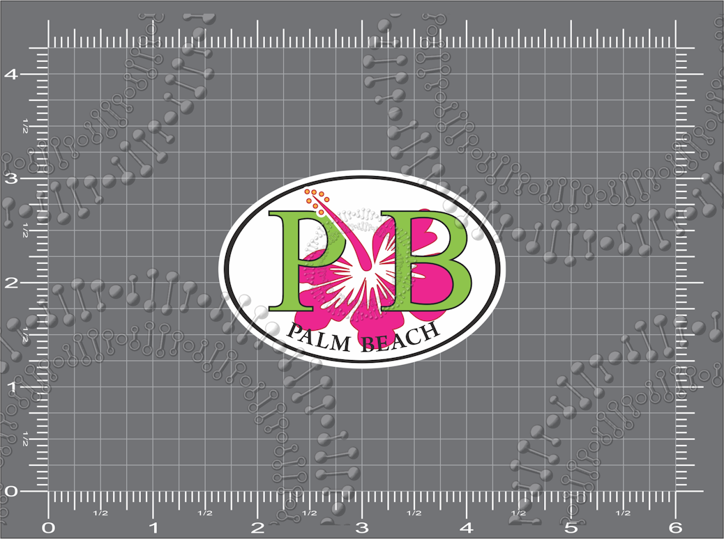Palm Beach, FL - PB with Pink Hibiscus Decal