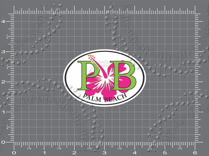 Palm Beach, FL - PB with Pink Hibiscus Decal