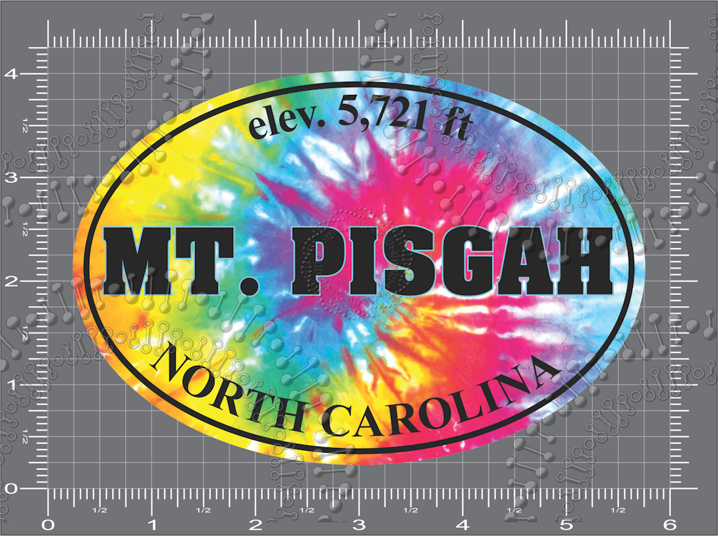 Pisgah Nation Forest, NC - Mt Pisgah with Elevation Tie Dye Decal