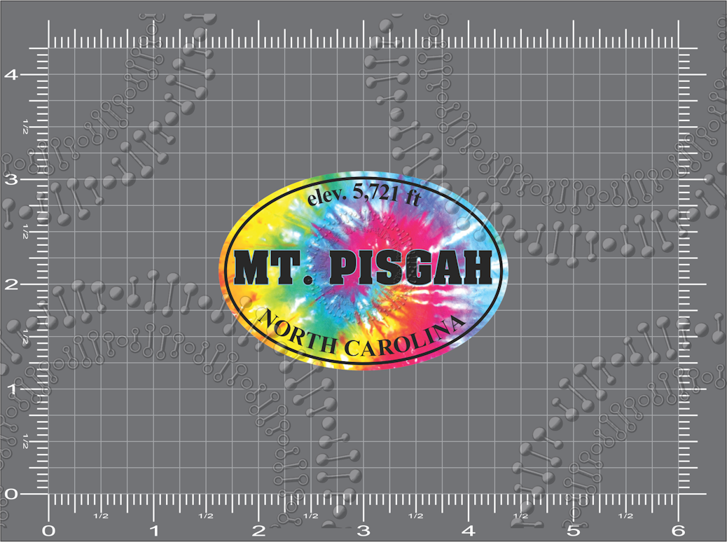 Pisgah Nation Forest, NC - Mt Pisgah with Elevation Tie Dye Decal