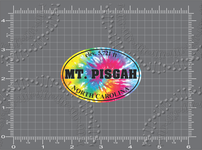 Pisgah Nation Forest, NC - Mt Pisgah with Elevation Tie Dye Decal