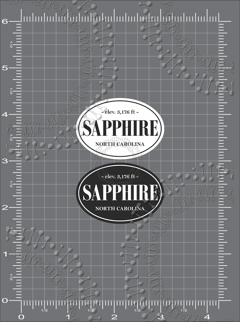 Sapphire, NC - Black and White Sapphire with Elevation Decal