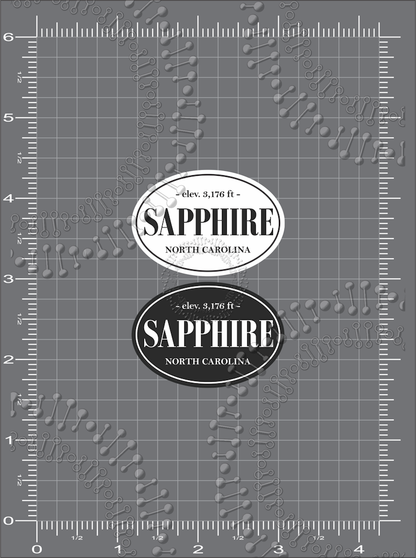 Sapphire, NC - Black and White Sapphire with Elevation Decal