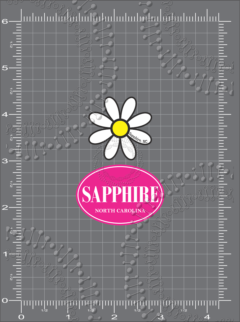 Sapphire, NC - White Daisy and Pink Oval Decal