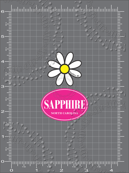 Sapphire, NC - White Daisy and Pink Oval Decal