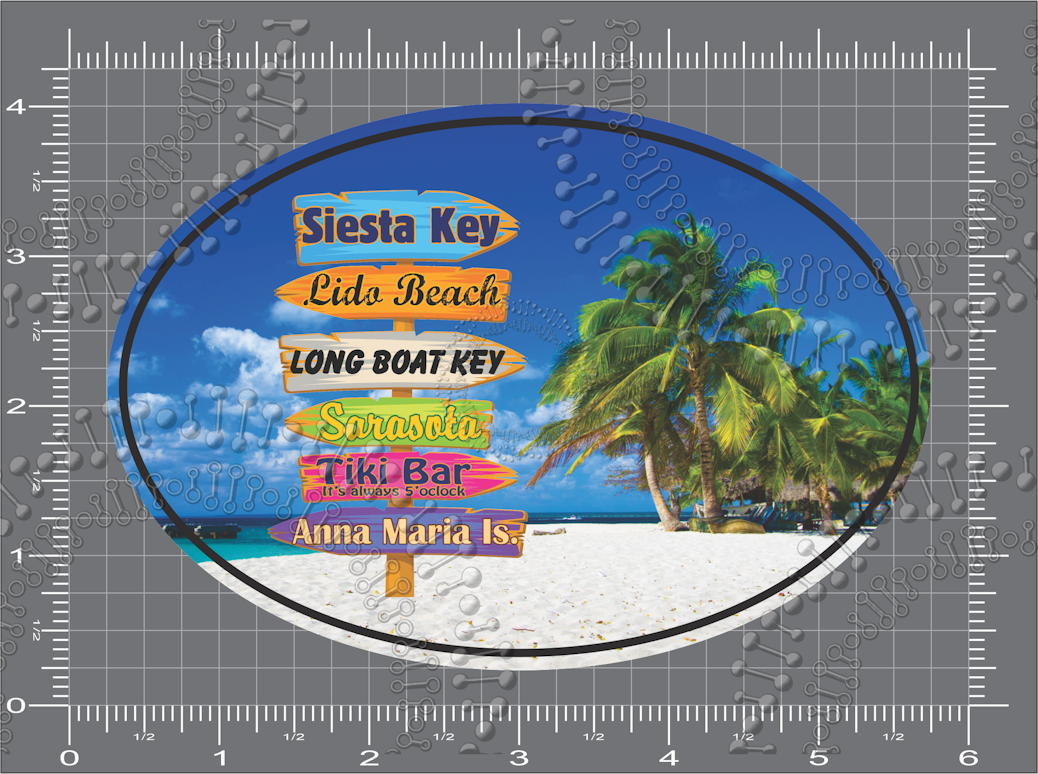 Siesta Key, FL - Beach with Directional Decal