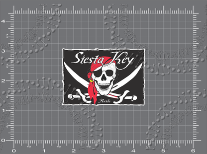 Siesta Key, FL - Pirate Flag Decal
