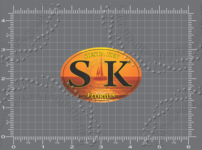 Siesta Key, FL - SK Sailboat at Sunset Decal