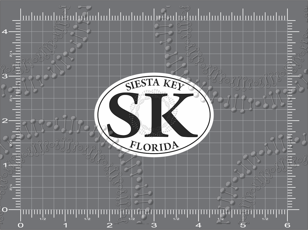Siesta Key, FL - SK White Oval Decal