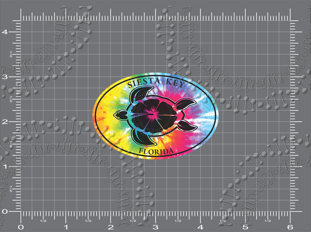 Siesta Key, FL - Tie Dye Turtle Decal