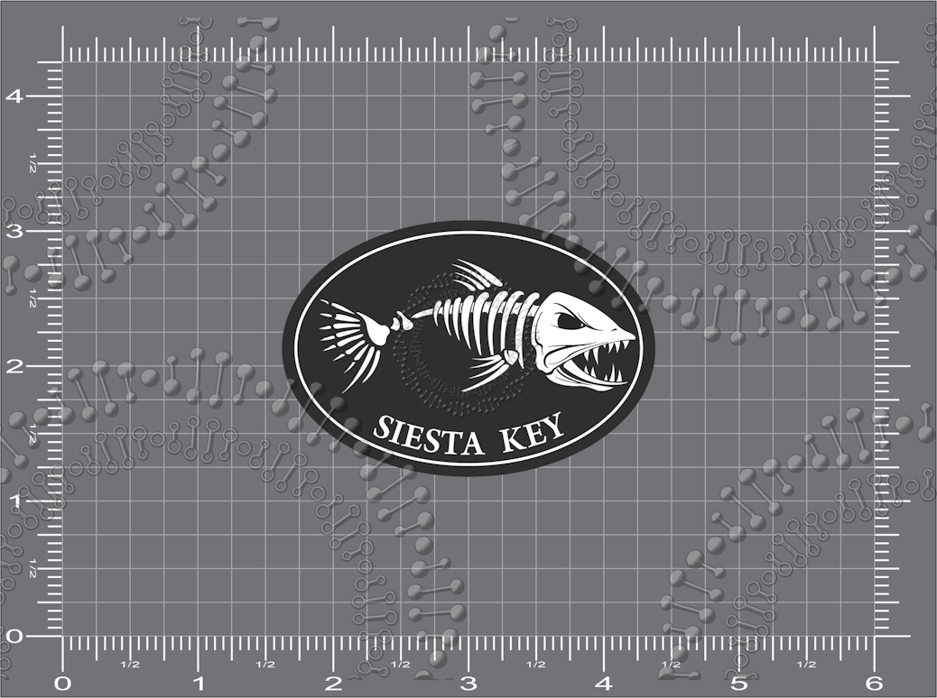 Siesta Keys, FL - Fishbonz Black Oval Decal