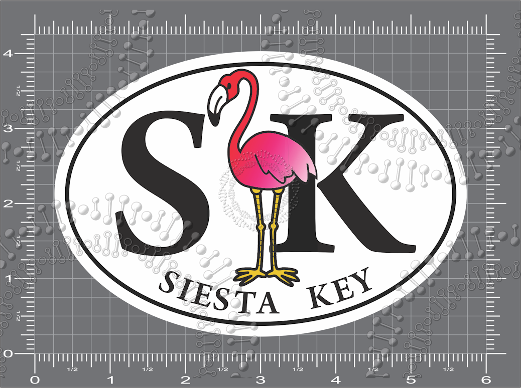 Siesta Keys, FL - SK with Flamingo Decal