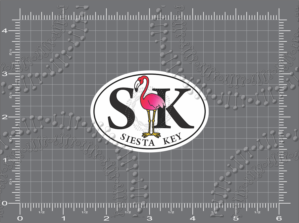Siesta Keys, FL - SK with Flamingo Decal