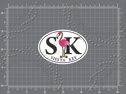 Siesta Keys, FL - SK with Flamingo Decal