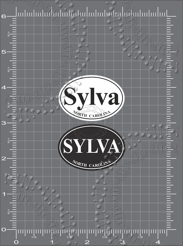 Sylva, NC - Black and White Oval Decals