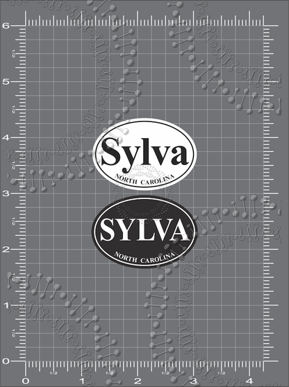 Sylva, NC - Black and White Oval Decals