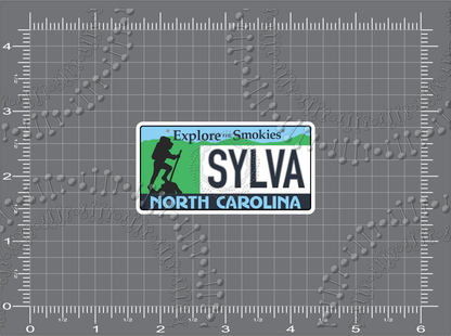 Sylva, NC - Hiker License Plate Decal