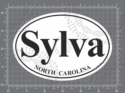 Sylva, NC - White Oval Decal