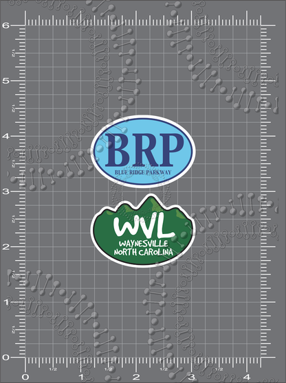Waynesville, NC - Cyan BRP Oval and WVL Forest Decal