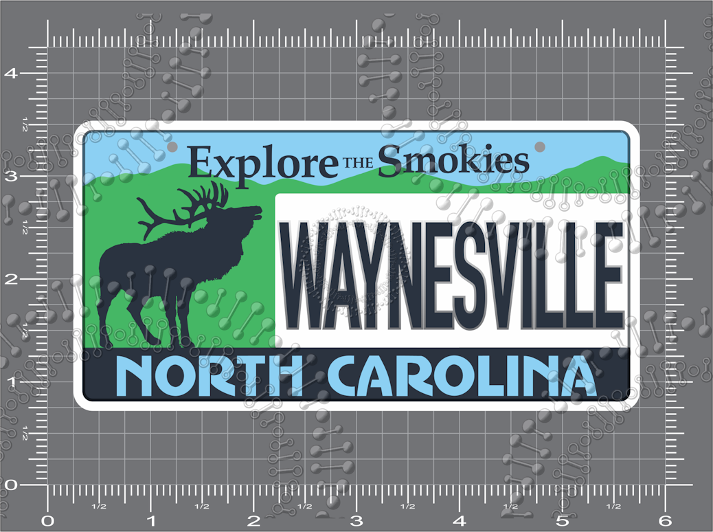 Waynesville, NC - Elk License Plate Decal
